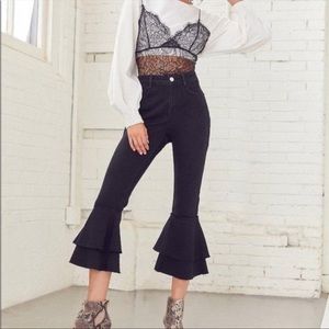 urban outfitters BDG black ruffle flare bell bottom jeans size 24